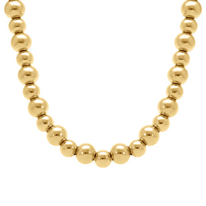 Collier en acier doré boules 8mm et 10mm - 42+5cm - Vue 2