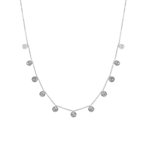 Collier en acier avec pampille pastilles martelées - 39+5cm - Vue 2