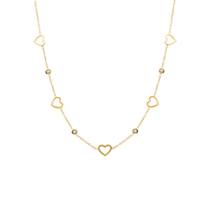 Collier en acier doré coeurs évidés - 39+5cm - Vue 2