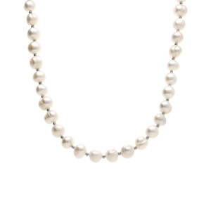 Collier en acier perle blanche de culture d\'eau douce 8-9mm - 42+10cm - Vue 2