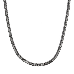 Collier en acier patiné maille épi - 55.5cm - Vue 2