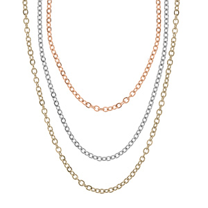 Collier en acier chaîne maille forçat 3 rangs et 3 tons longueurs 40 / 45 et 50 cm - Vue 2