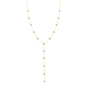 Collier en acier doré cravate (14cm) oxydes blancs - 56+5.5cm - Vue 2