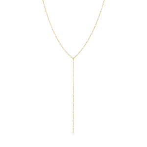 Collier en acier doré cravate (10.5cm) résine blanche - 40+5cm - Vue 2