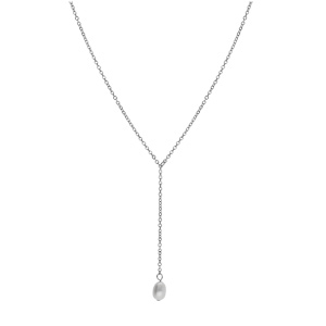 Collier acier et perles de culture d\'eau douce 49cm - Vue 2