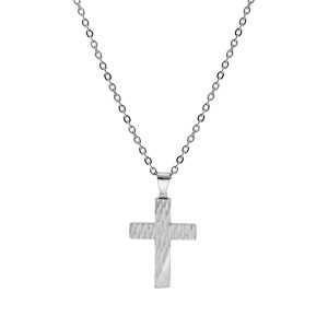 Collier en acier pendentif croix 43x29mm 50+5cm - Vue 2