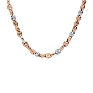 Collier en acier et PVD rose maille grain de caf 50+5cm - Vue 2