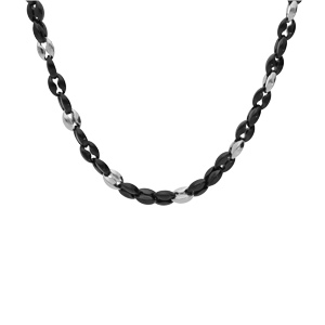 Collier en acier et PVD noir maille grain de caf 50+5cm - Vue 2