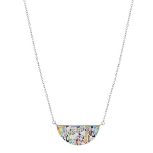 Collier Stella Mia en acier demi lune multi couleur et Nacre 38+6cm - Vue 2