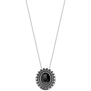 Collier en acier sautoir avec Pendentif en cramique noire 80cm - Vue 2