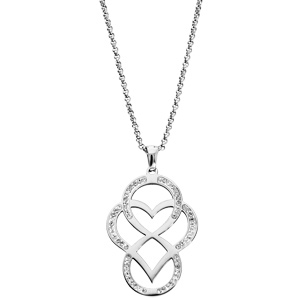 Collier en acier avec Pendentif coeur et infini avec critaux 42+4cm - Vue 2