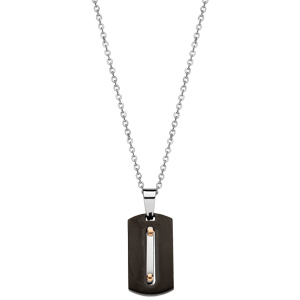 Collier en acier avec Pendentif plaque rectangulaire en PVD noir 50+5cm - Vue 2