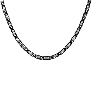 Collier en acier maille fantaisie avec PVD noir 55cm - Vue 2