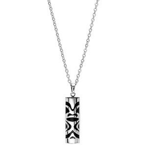 Collier en acier avec Pendentif Tiki force en onyx vritable 50+5cm - Vue 2