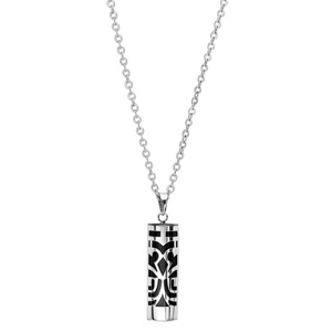 Collier en acier Pendentif Tiki protection en onyx vritable 50+5cm - Vue 2