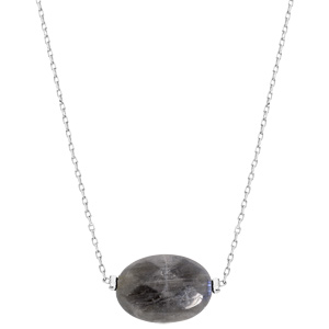 Collier en acier chane avec pierre naturelle Labradorite 42+3cm (amiti & protection) - Vue 2