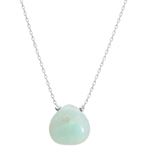 Collier en acier chane avec pierre naturelle Aventurine verte 42+3cm (confiance en soi & srnit) - Vue 2