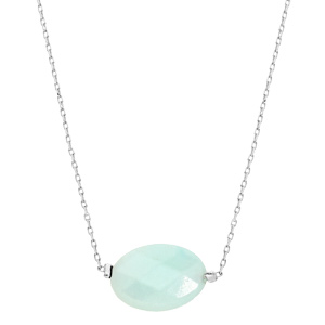 Collier en acier chane avec pierre naturelle Amazonite 42+3cm (tendresse & positivit) - Vue 2