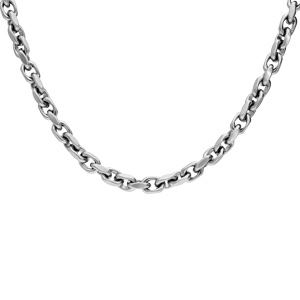 Collier en acier grosse maille forat satine - longueur 63cm - Vue 2