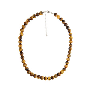Collier en acier avec perles Oeil de Tigre véritable 42+5cm - Vue 2