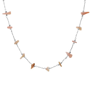 Collier en acier avec perles en pierres naturelles Opale rose 42cm+2cm - Vue 2