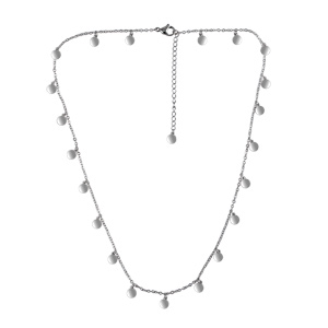 Collier en acier chane avec pampilles rondes et lisses 42+5cm - Vue 2