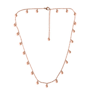 Collier en acier et PVD rose chane avec pampilles rondes lisses 42+5cm - Vue 2