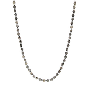 Collier perles de pierres Labradorite mat vritable et perles acier  50+5cm - Vue 2