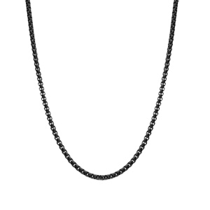Chaîne jaseron serré en acier PVD noir 3mm - 55+10cm - Vue 2