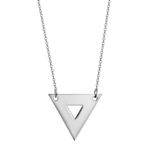 Collier en acier chane avec pendentif triangle ajour - longueur 40cm + 5cm de rallonge - Vue 2