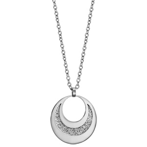 Collier en acier pendentif 2 cercles avec glitter à graver 60cm réglable 45/50/55cm - Vue 2