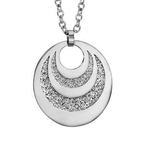 Collier en acier pendentif 3 cercles avec glitter à graver 60cm réglable 45/50/55cm - Vue 2