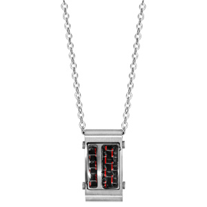 Collier en acier satiné reflet rouge réglable 50+5cm - Vue 2