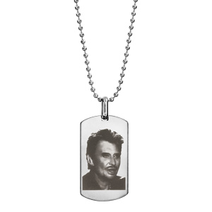 Collier + pendentif plaque GI avec portrait Johnny - Vue 2