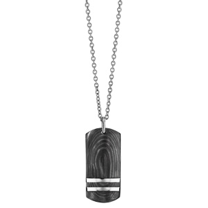 Collier en acier pendentif rectangulaire carbone 50+5cm - Vue 2