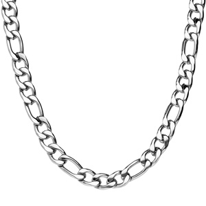 Collier en acier maille alternée 1+3 - largeur 11mm et longueur 55cm - Vue 2