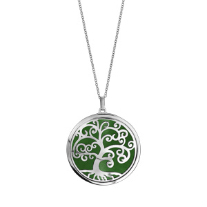 Collier en acier chaîne avec pendentif motif arbre de vie vert 45cm + 10cm - Vue 2