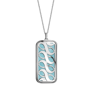 Collier en acier chaîne avec pendentif symboles infini bleu ciel 45cm + 10cm - Vue 2
