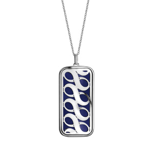 Collier en acier chaîne avec pendentif symboles infini bleu nuit 45cm + 10cm - Vue 2