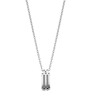 Collier en acier avec chane et pendentif rectangulaire cble gris 50+5cm - Vue 2