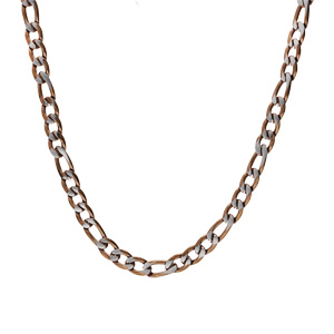 Collier en acier maille 1+3 en 5mm effet bross, aspect patin et chanfrin marron 55cm - Vue 2