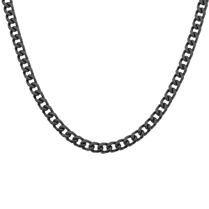 Collier en acier et PVD noir maille gourmette 6mm longueur 50cm - Vue 2