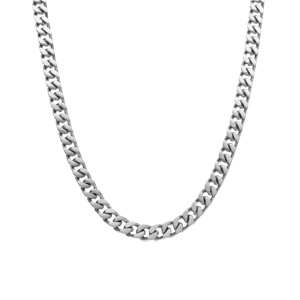 Collier en acier satiné maille gourmette 6mm - 55cm - Vue 2