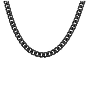 Collier en acier et PVD noir maille gourmette 8mm longueur 50cm - Vue 2