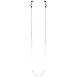 Chaîne de lunette chaîne avec motif papillon et perle blanche 69cm - Vue 2