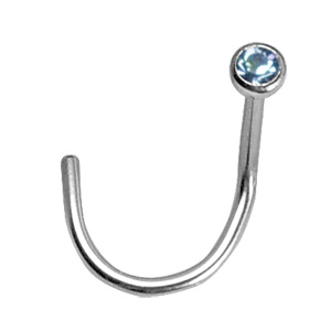 Piercing de nez acier 316L boule pierre bleue reservé à un piercing cicatricé (les 10 pièces) - Vue 2