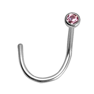 Piercing de nez acier 316L boule pierre rose reservé à un piercing cicatricé (les 10 pièces) - Vue 2