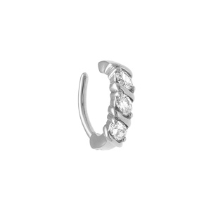 Piercing nombril en acier d\'oxydes blancs sertis - Vue 2
