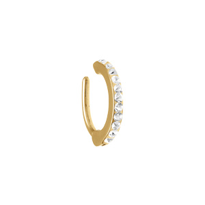 Piercing nombril en acier doré avec rail d\'oxydes blancs - Vue 2