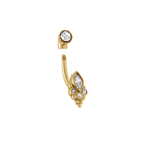 Piercing oreille en acier doré rook et arcade oxyde blanc - Vue 2